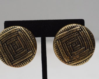 Earrings Woven Round Gold Clip Earrings