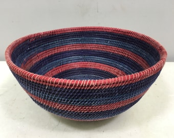 African Basket Lesotho Tribe Mulit Colored Woven Basket South Africa