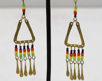 Earrings African Brass Triangle Earrings