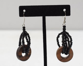 Boucles d'oreilles Boucles d'oreilles en perles de bois indonésien