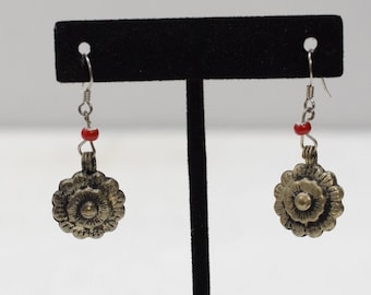 Earrings Tibet Silver Flower Bead Earrings