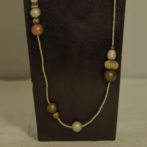 Necklace Long Copper Raw Brass Silver Hand Beaded Jewelry Necklace