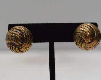 Earrings Gold Knotted Button Clip Earrings