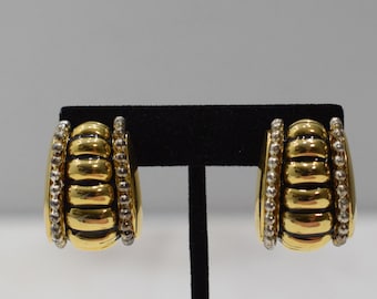 Earrings Gold Silver Grooved Clip Earrings