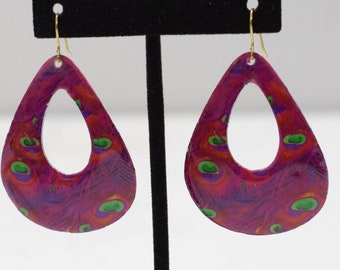 Earrings Enamel Painted Feather Earrings