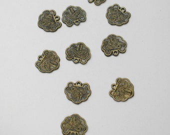 Beads Chinese Brass Symbol Charms 15mm
