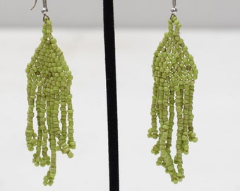 Earrings Lime Green Beaded Earrings