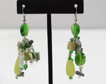 Earrings Green Glass Beaded Earrings