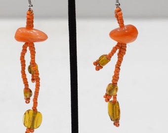 Earrings Orange Beaded Earrings