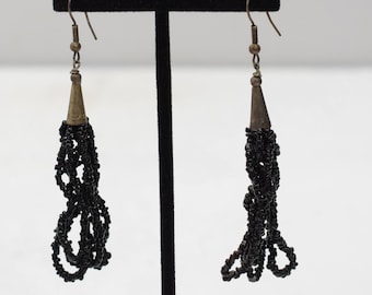 Earrings Black Loop Glass Beaded Earrings