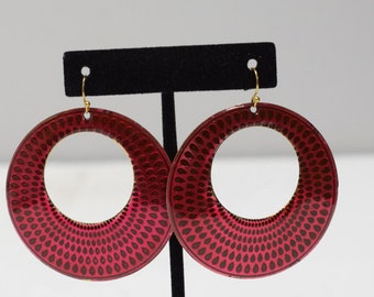 Earrings Red Round Brass Earrings