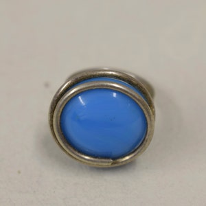 Ring Silver Baby Blue Colored Glass Ring