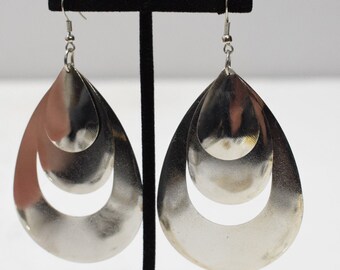 Earrings Silver Tiered Oval Earrings