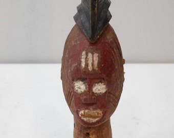 African Crest Gelede Yoruba Red Wood Painted Crest