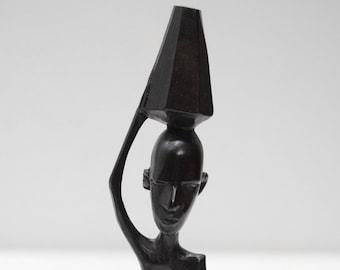 African Statue Ebony Wood Carved Figure Tanzania