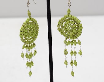 Earrings Lime Green Beaded Earrings