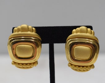 Earrings Matte Gold Rectangle Clip Earrings