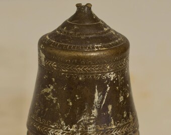 Cambodia  Khmer Old Bronze Lime Container