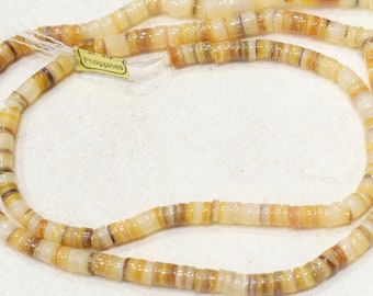 Beads Golden Brown & White Penshell Heishi Beads 4-5mm