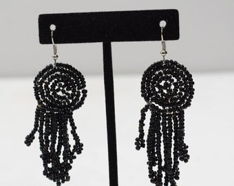 Earrings Black Beaded Earrings