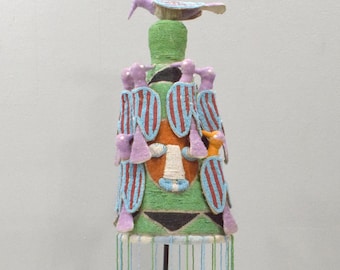 African Yoruba Beaded Multi Colored Bird Crown
