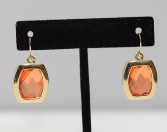 Earrings Gold Faux Amber Glass Earrings