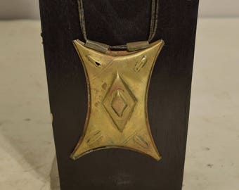 Necklace Africa Tuareg Talisman (Tcherot ) Brass Box Pendant Handmade Tribal Jewelry Necklace