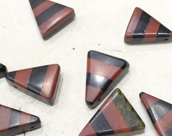 Beads Black Onyx & Jasper Triangle Beads 24-35mm