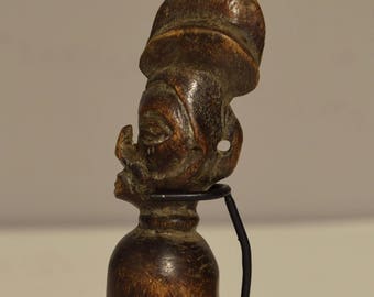 African Yaka Tribe Wood Carved Figure Flut