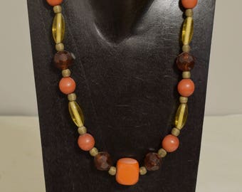 Necklace African Amber Buri Nut  Glass Necklace