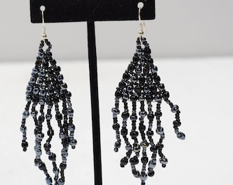 Earrings Gunmetal Beaded Earrings