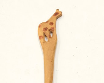 Hair Stick African Animal Carved Top Hair Stick