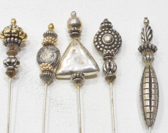 Stick Pins 5 Assorted Beaded Pins