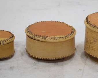 African Gourd Bark Box 3 Piece Set Bamana Mali