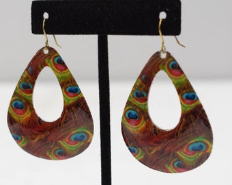 Earrings Enamel Painted Peacock Earrings