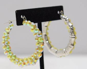 Earrings Brass Faux Crystal Hoop Earrings