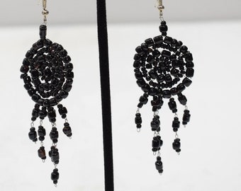 Earrings Black Beaded Earrings