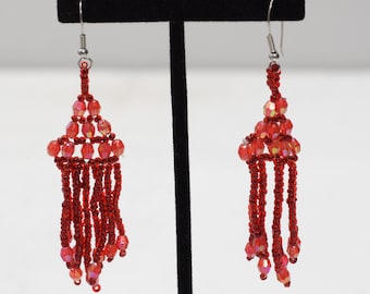 Earrings Red Beaded Earrings