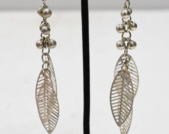 Earrings Silver Leaves Ball Dangle Earrings