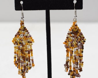 Earrings Iridescent Brown Beaded Earrings