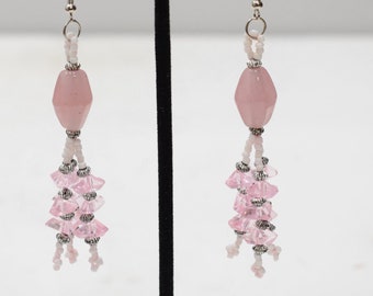 Earrings Pink Glass Beaded Earrings