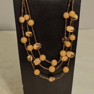 Necklace Indonesian Dou Palm Buri Nut Beads 3 Strand Necklace Handmade Jewelry Brown Coconut Heishi Natural Necklace