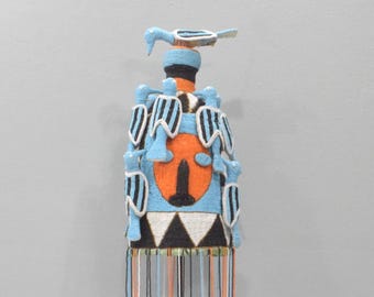 African Yoruba Beaded Multi Colored Bird Crown