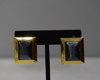 Earrings Gold Cat Eye Square Clip Earrings