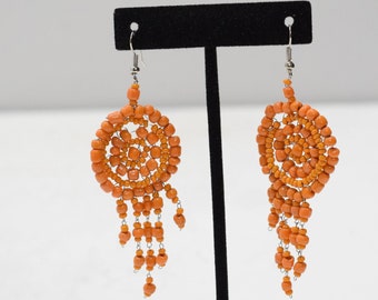 Earrings Orange Beaded Earrings