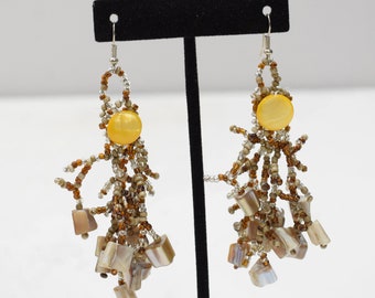 Earrings Yellow Shell Beaded Earrings