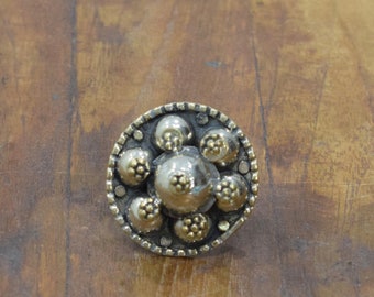 Middle Eastern Silver Brass Flower Ring