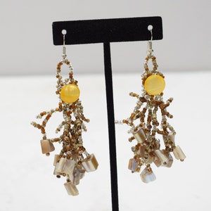 Earrings Yellow Shell Beaded Earrings