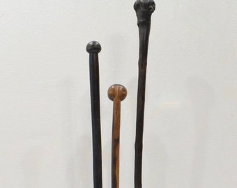 African 3 Gogo Rungu Wood Carved Throwing Clubs Tanzania