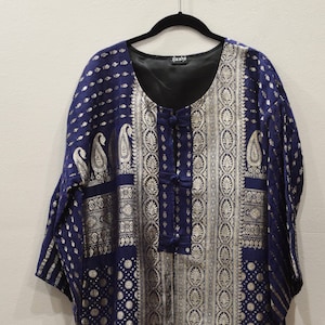 Jacket Silk Dark Blue Brocade Jacket